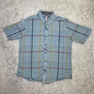 Vintage Billabong Shirt Mens Blue Plaid Short Sleeve Slim Fit Casual Surf L